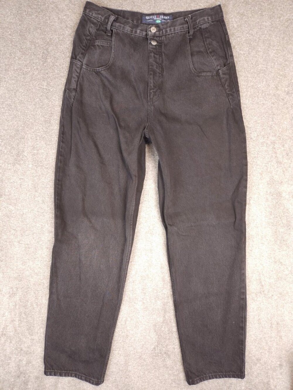 VTG Guess Pascal 075 Loose Fit Tapered Leg Jeans 33x32 (31x30) Black Denim Y2K
